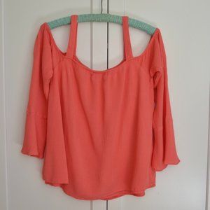Anthro Sanctuary Coral Cold Shoulder Top